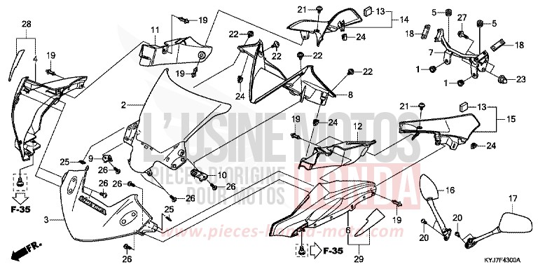 PANNEAU SUPERIEUR de CBR250R ABS NITRIC ORANGE (YR271) de 2013